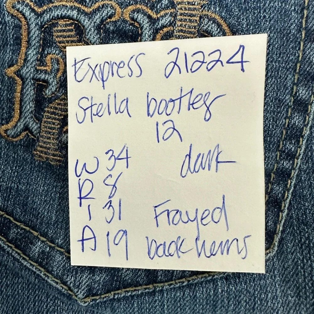 Express Stella Bootleg Jeans Size 12 Dark Wash Embroidered Bootcut‎ Denim 21224